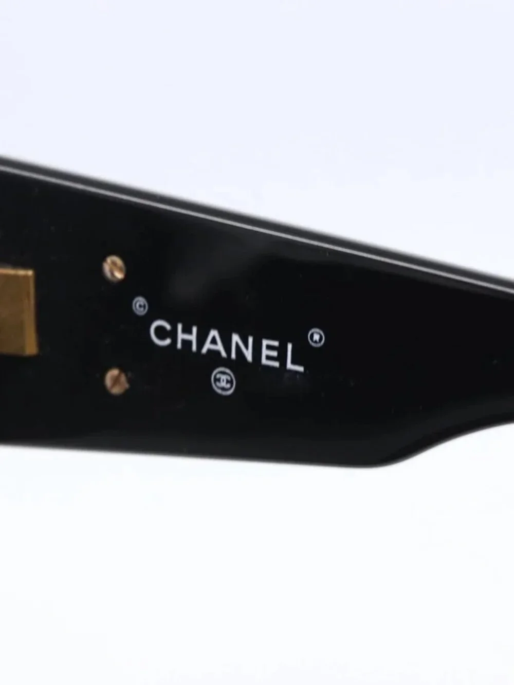 CHANEL COCO Mark Sunglasses plastic Black CC Auth 151144